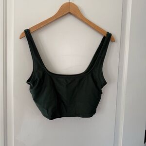 Dark Green Ribbed Swim Top